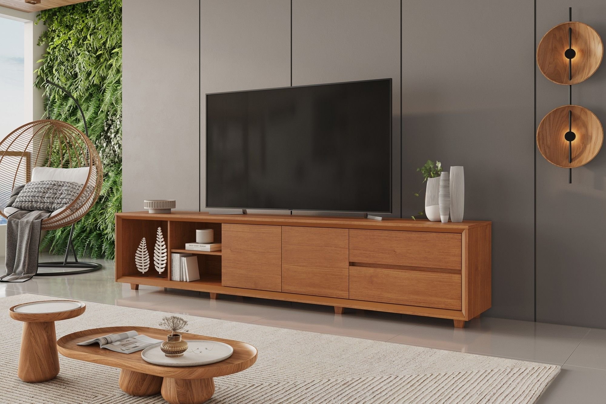 S◇685 DEMODEMIX HOTEL RACK - natural - Rack Premium Naturalle com Amplo Espaço | Madeira Mania