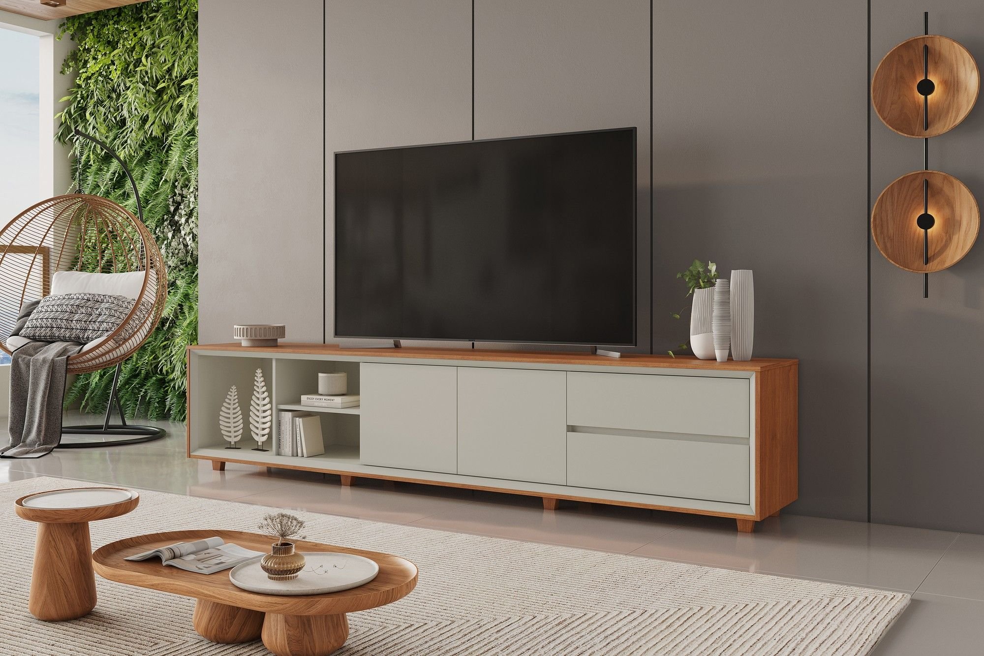 S◇685 DEMODEMIX HOTEL RACK - natural - Rack Premium Naturalle/Off White Design Versátil | Madeira Mania