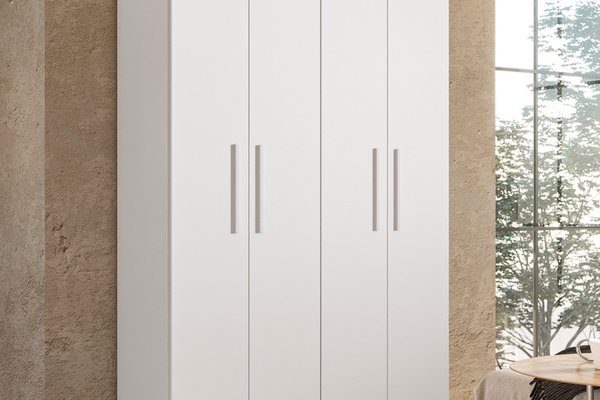Guarda Roupa Solteiro 4 Portas 3 Gavetas Flórida 100% MDF Tigus Baby na cor Branco