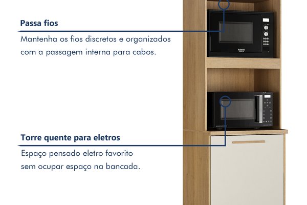 Paneleiro com 2 Nichos 2 Portas Salvador Valdemóveis na cor Cinamomo/Off White