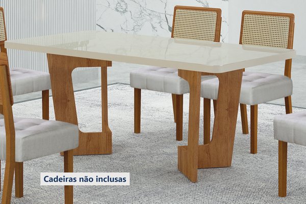 Mesa de Jantar Retangular Liz Valdemóveis na cor Cinamomo/Off White 160 cm