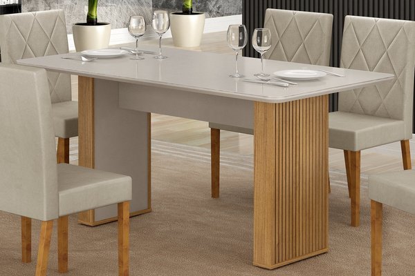 Mesa de Jantar Julia Valdemóveis na cor Cinamomo/Off White