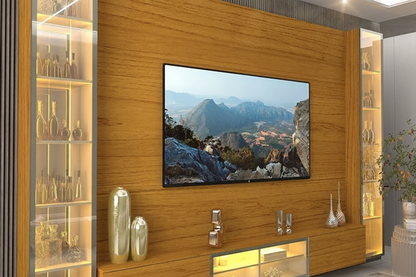 Home Luminare Reflecta com Duas Torres 293cm com Led Gelius na cor Naturale