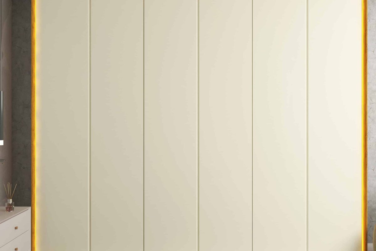 Roupeiro Lumina 6 Portas com Led - Reflecta: Não Gelius na cor Naturale/Off White