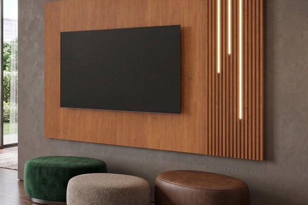 Painel para TV Arezzo 220 cm Com LED Naturalle Mavaular