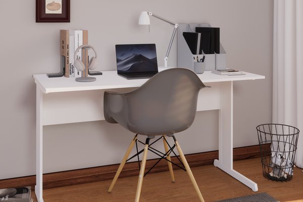 Mesa Retangular New City Pé Metálico Light 135 cm Branco Gebb Work